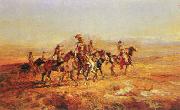 Charles M Russell Sun River War Party oil on canvas